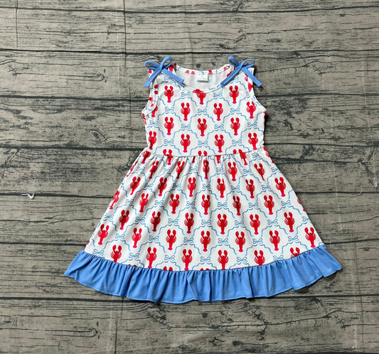 Baby Girls Bows Sleeveless Crayfishes Ruffle Knee Length Dresses Preorder