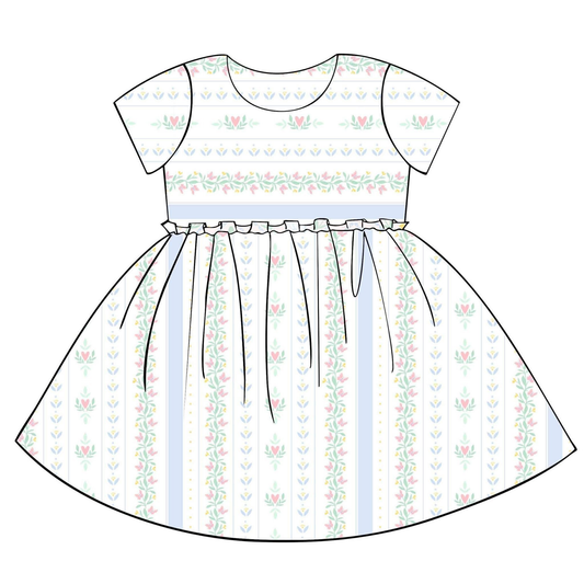 Baby Girls Short Sleeve Hearts Flowers Stripe Valentines Knee Length Dresses Preorder