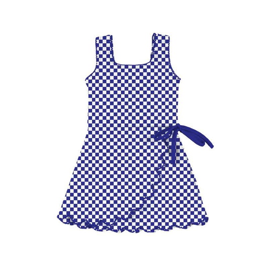Baby Girls Purple Checked Yoga Active Ruffle Shorts Knee Length Dresses Preorder