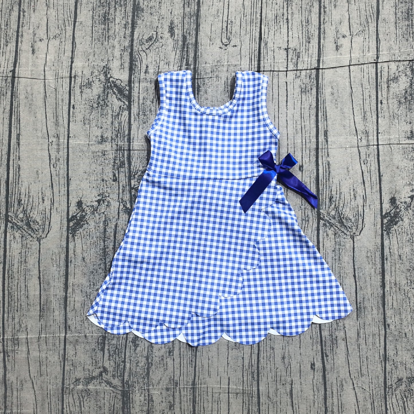 Baby Girls Blue Checked Yoga Active Ruffle Shorts Knee Length Dresses Preorder