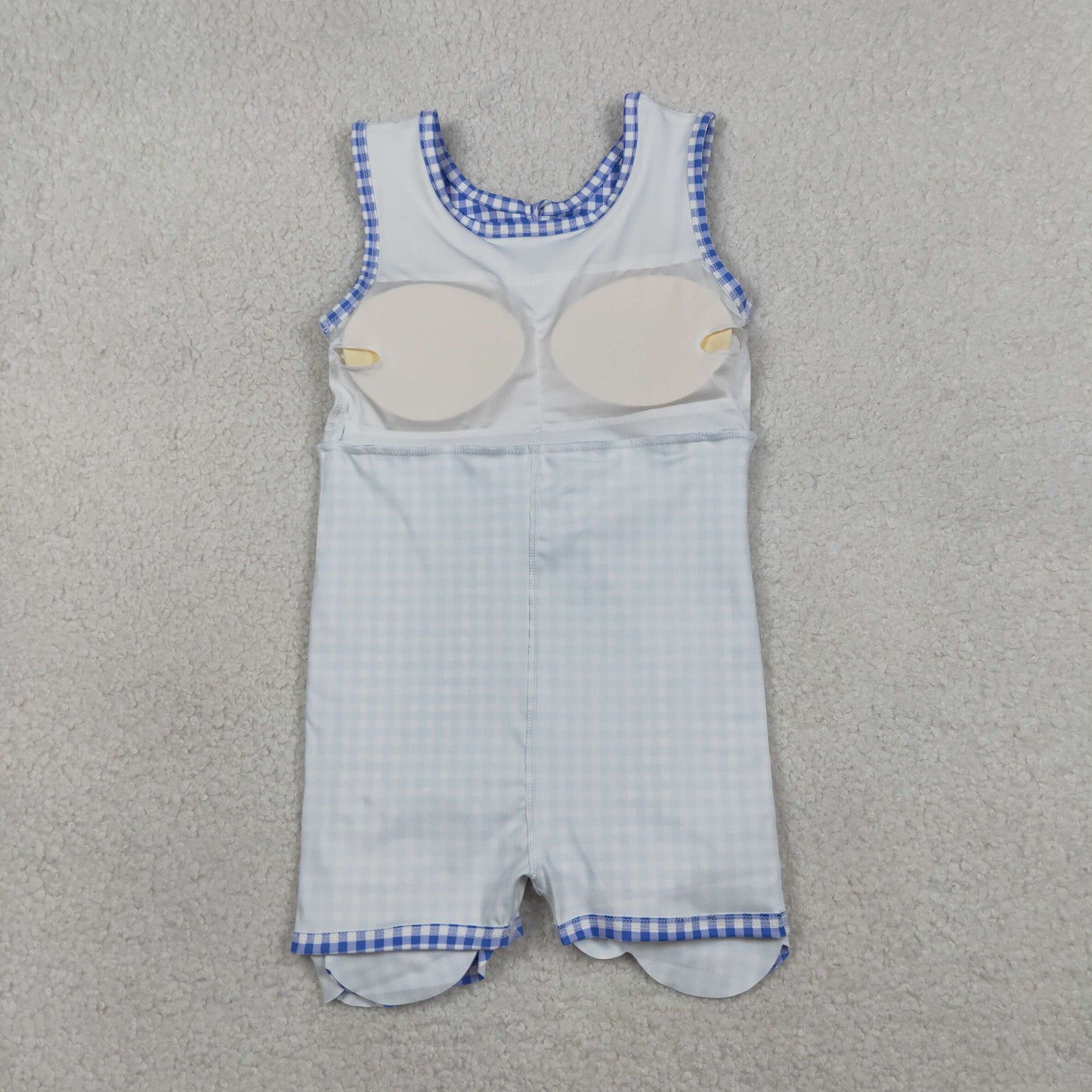 USA Shop Baby Girls Blue Checked Bow Short Yoga Active Scallop Knee Length Dress