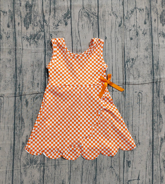 Baby Girls Orange Checked Yoga Active Ruffle Shorts Knee Length Dresses Preorder