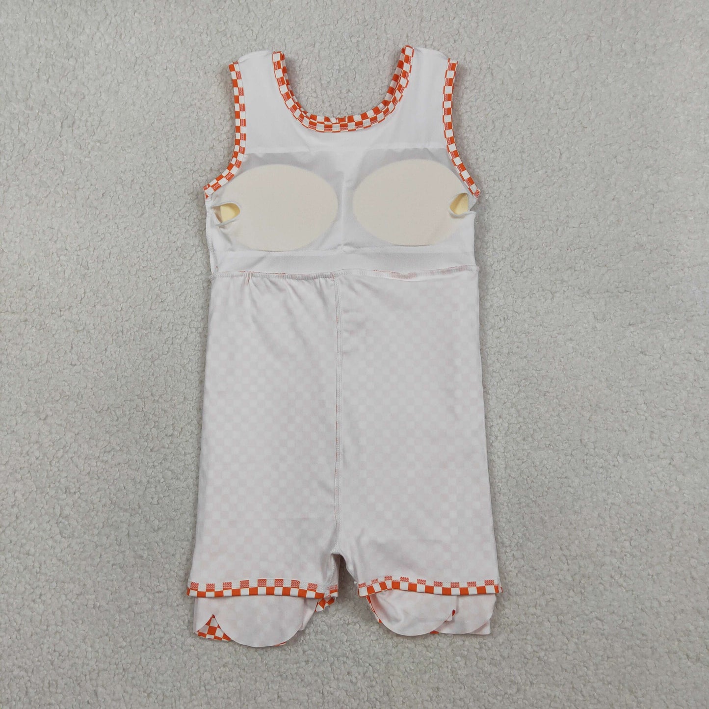 Baby Girls Orange Checked Yoga Active Scallop Shorts Knee Length Dresses