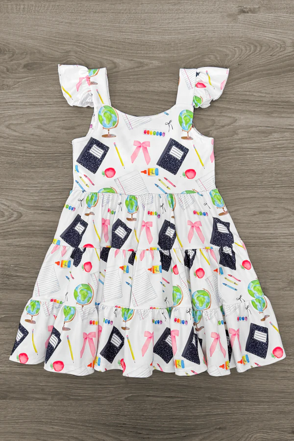 Baby Girls Pencil Apples Back to School Knee Length Dresses Preorder