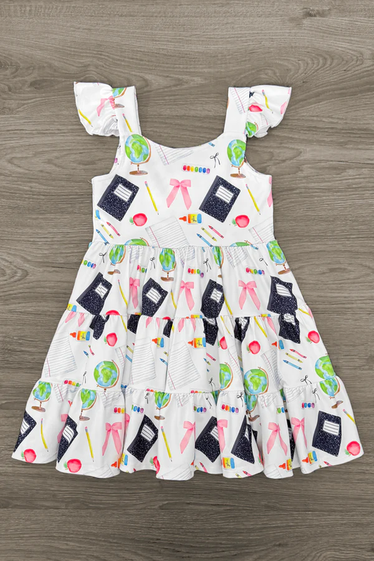 Baby Girls Pencil Apples Back to School Knee Length Dresses Preorder