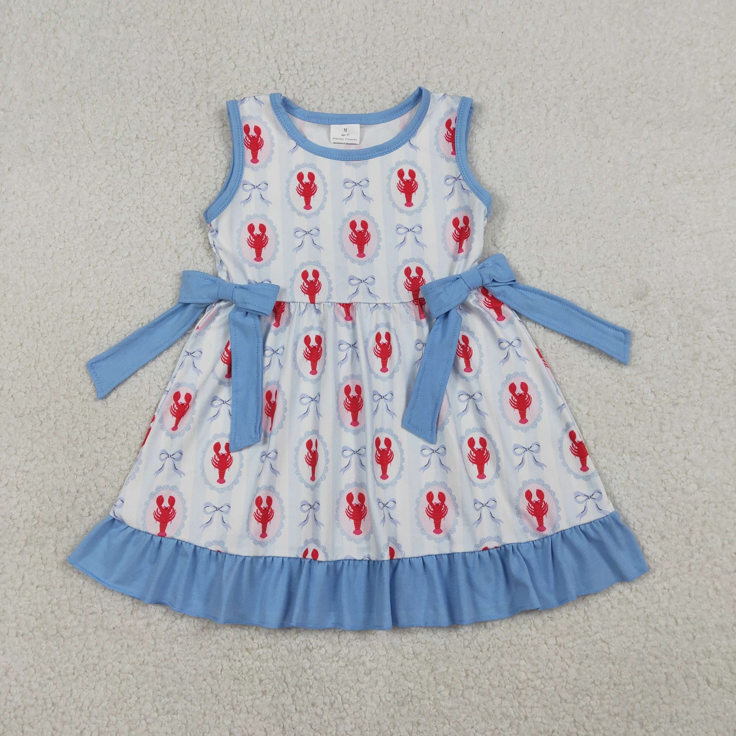 Baby Girls Sleeveless Bows Crayfishes Ruffle Knee Length Dresses