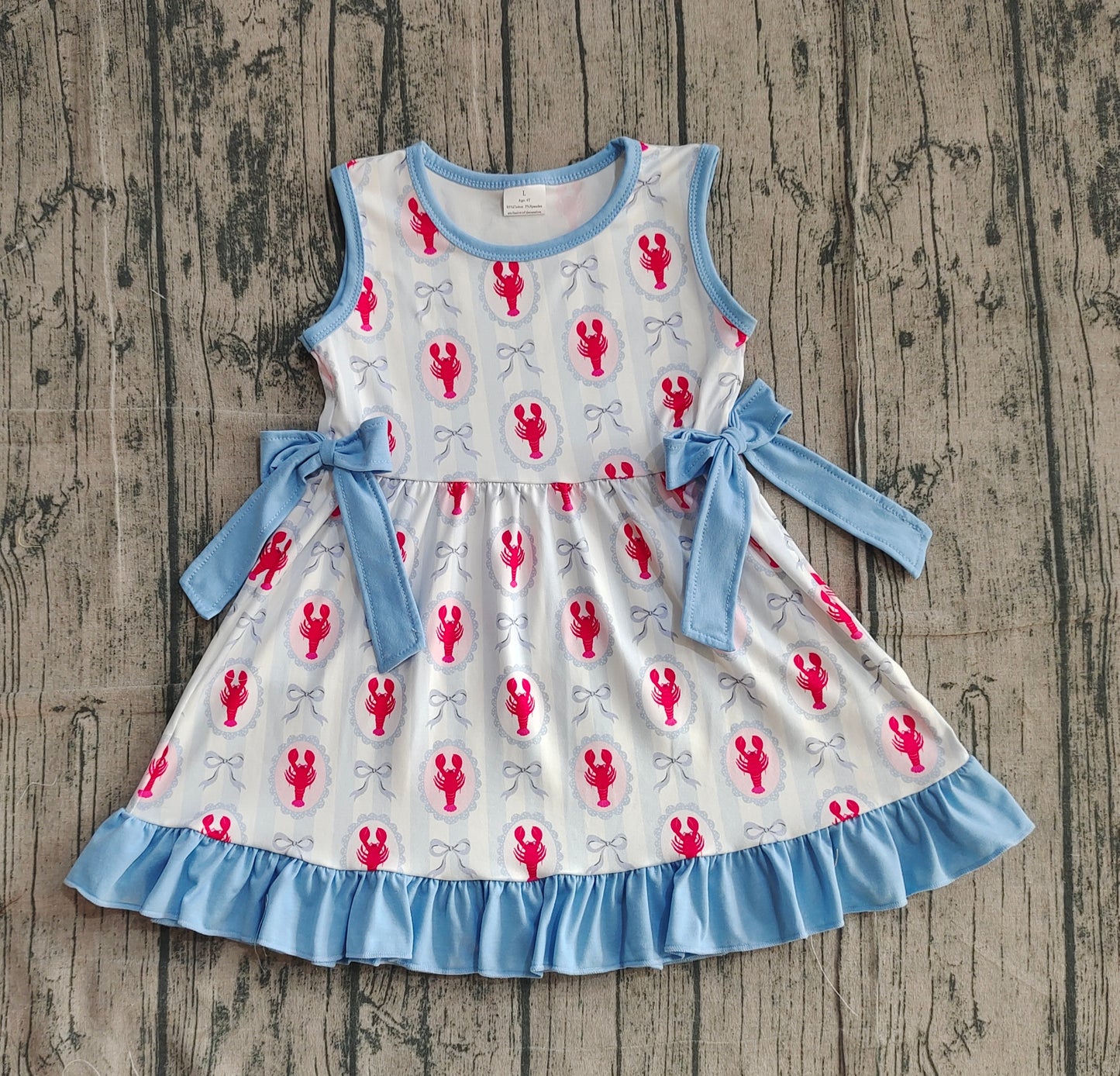 Baby Girls Sleeveless Bows Crayfishes Ruffle Knee Length Dresses