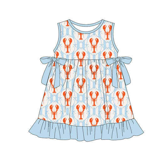 Baby Girls Bows Crayfishes Checked Ruffle Knee Length Dresses Preorder