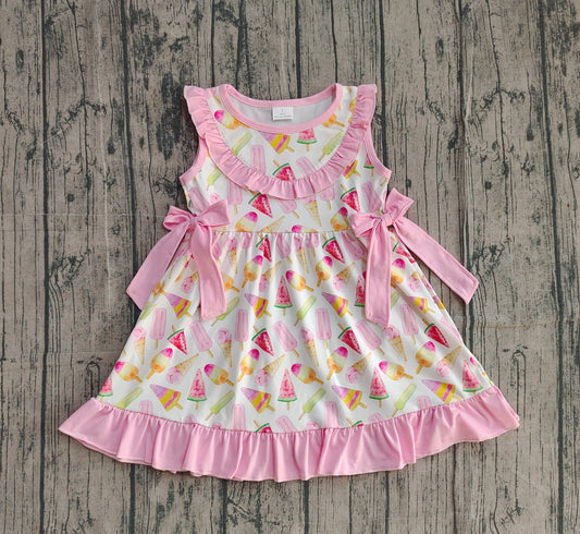 Baby Girls Colorful Popsicle Ice Creams Ruffle Knee length Dresses