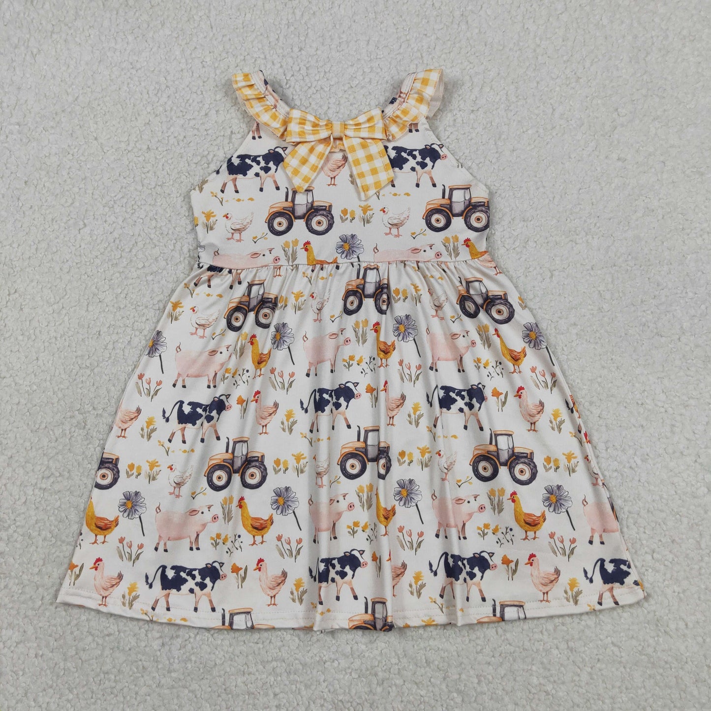 Baby Girls Sleeveless Cows Trucks Farm Knee Length Dresses