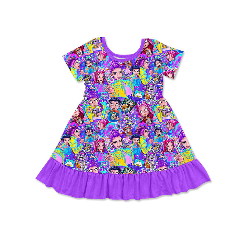 Baby Girls Demon Hunter Ruffle Knee Length Dresses Preorder