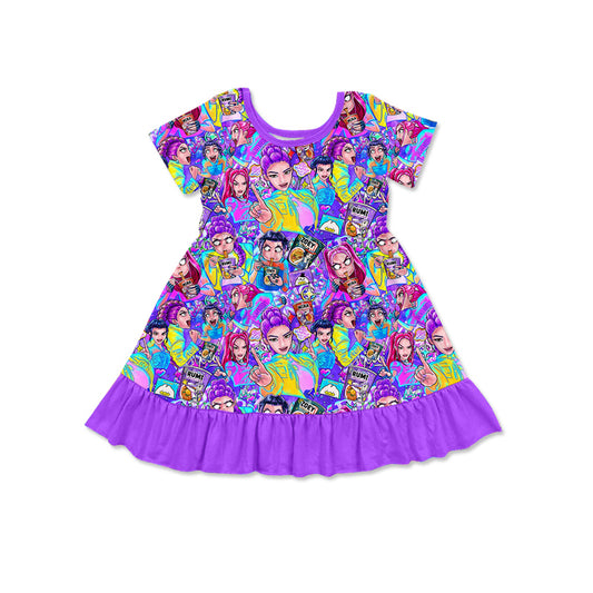 Baby Girls Demon Hunter Ruffle Knee Length Dresses Preorder