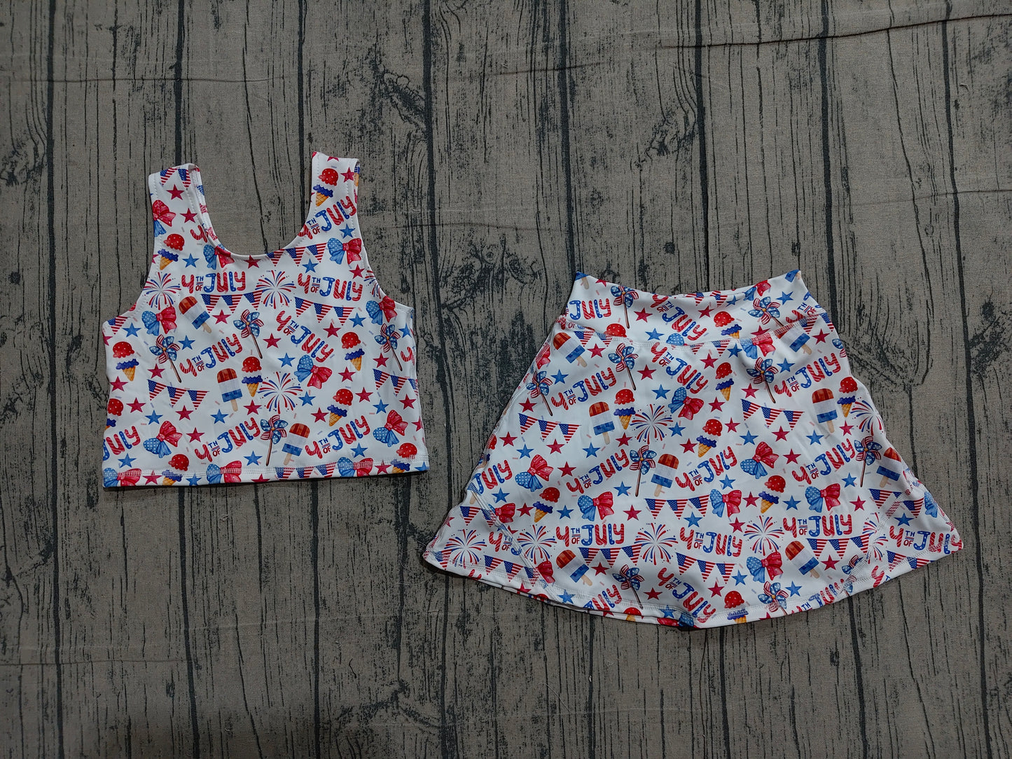 Baby Girls Bows Popsicle Stars Vest Skirt Shorts 4th of July Yoga Active Clothes Sets