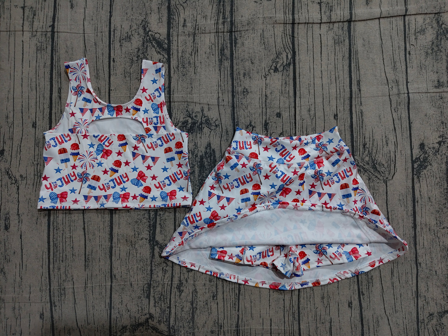 Baby Girls Bows Popsicle Stars Vest Skirt Shorts 4th of July Yoga Active Clothes Sets