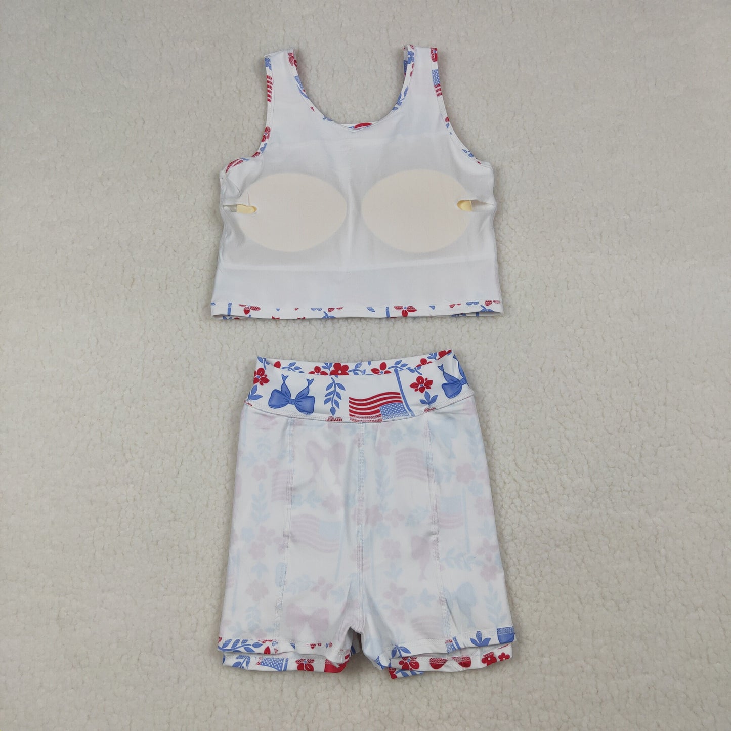 Baby Girls Flower Flags Vests Skirt Short 4th of July Yoga Active Clothes Sets