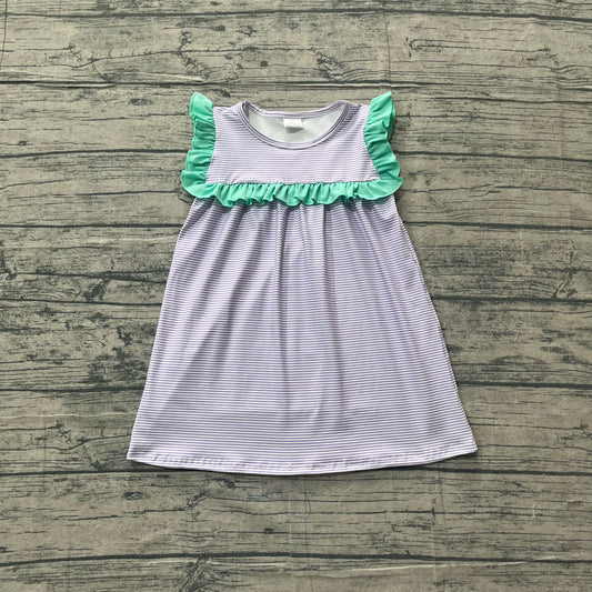 Baby Girls Sleeveless Purple Stripe Knee Length Dresses