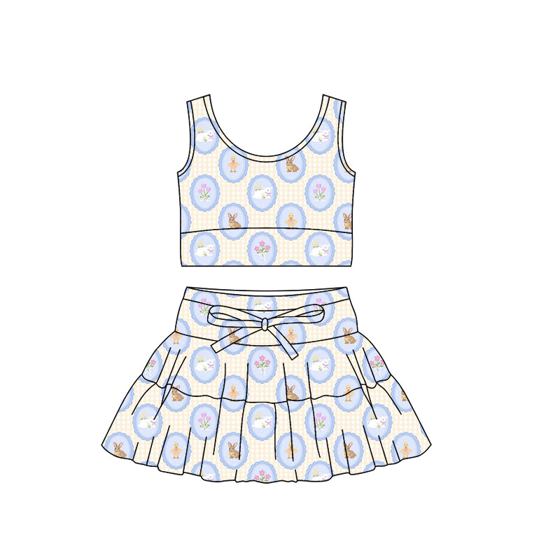 Baby Girls Rabbits Flowers Vest Skirt Short Easter Yoga Active Clothes Sets Preorder