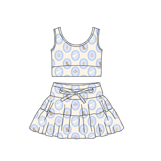 Baby Girls Rabbits Flowers Vest Skirt Short Easter Yoga Active Clothes Sets Preorder