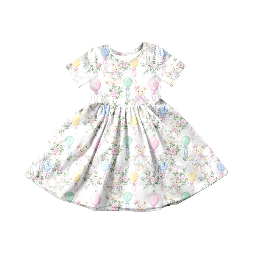 Baby Girls Flowers Balloons Bears Knee Length Dresses Preorder