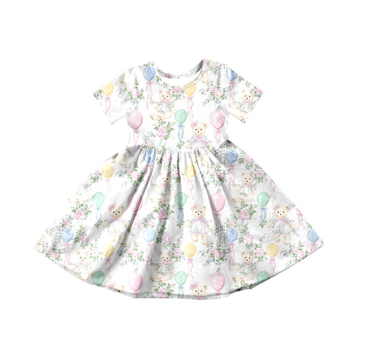 Baby Girls Flowers Balloons Bears Knee Length Dresses Preorder