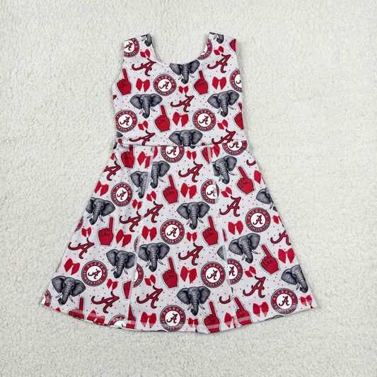 Baby Girls Elephants A Bows Team Yoga Active Shorts Knee Length Dresses