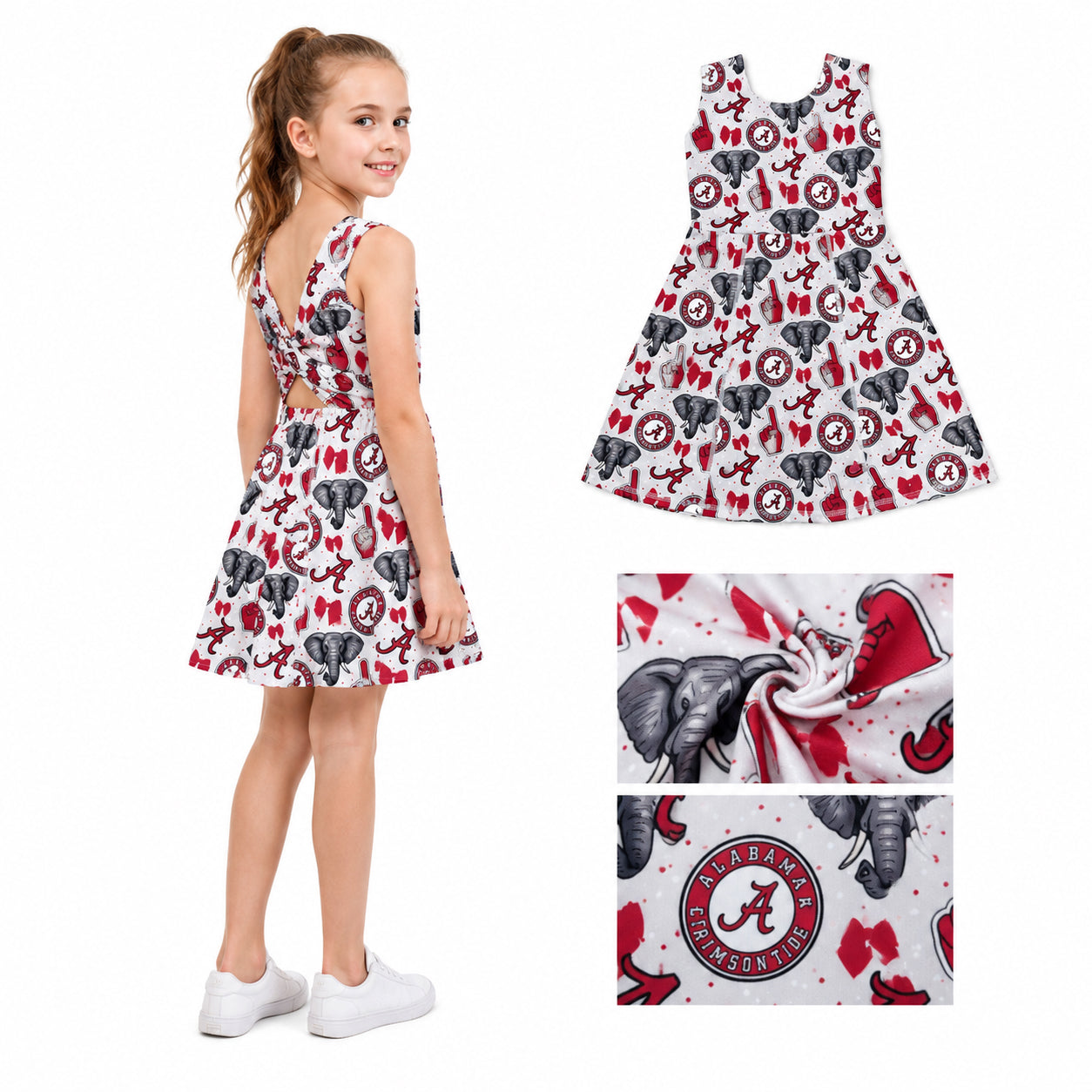 Baby Girls Elephants A Bows Team Yoga Active Shorts Knee Length Dresses
