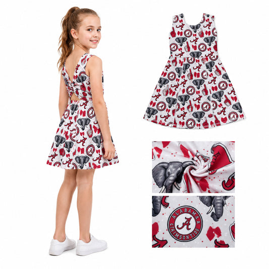 Baby Girls Elephants A Bows Team Yoga Active Shorts Knee Length Dresses
