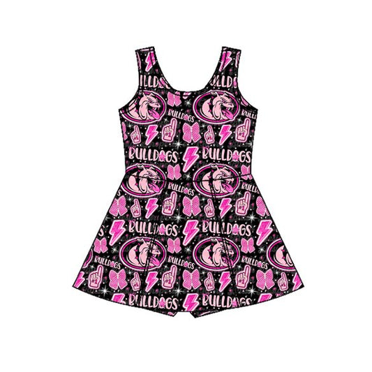 Baby Girls Bows Bulldogs Team Yoga Active Shorts Knee Length Dresses Preorder