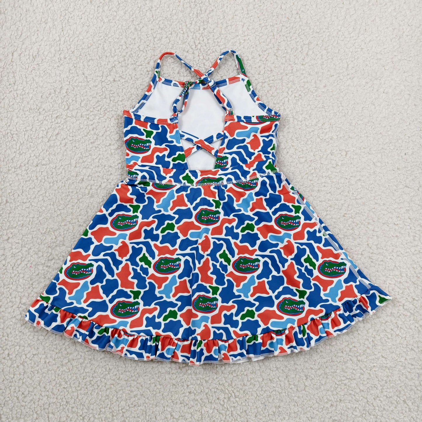Sibling Baby Girls Strap Leopard Team Yoga Active Short Team Knee Length Dresses