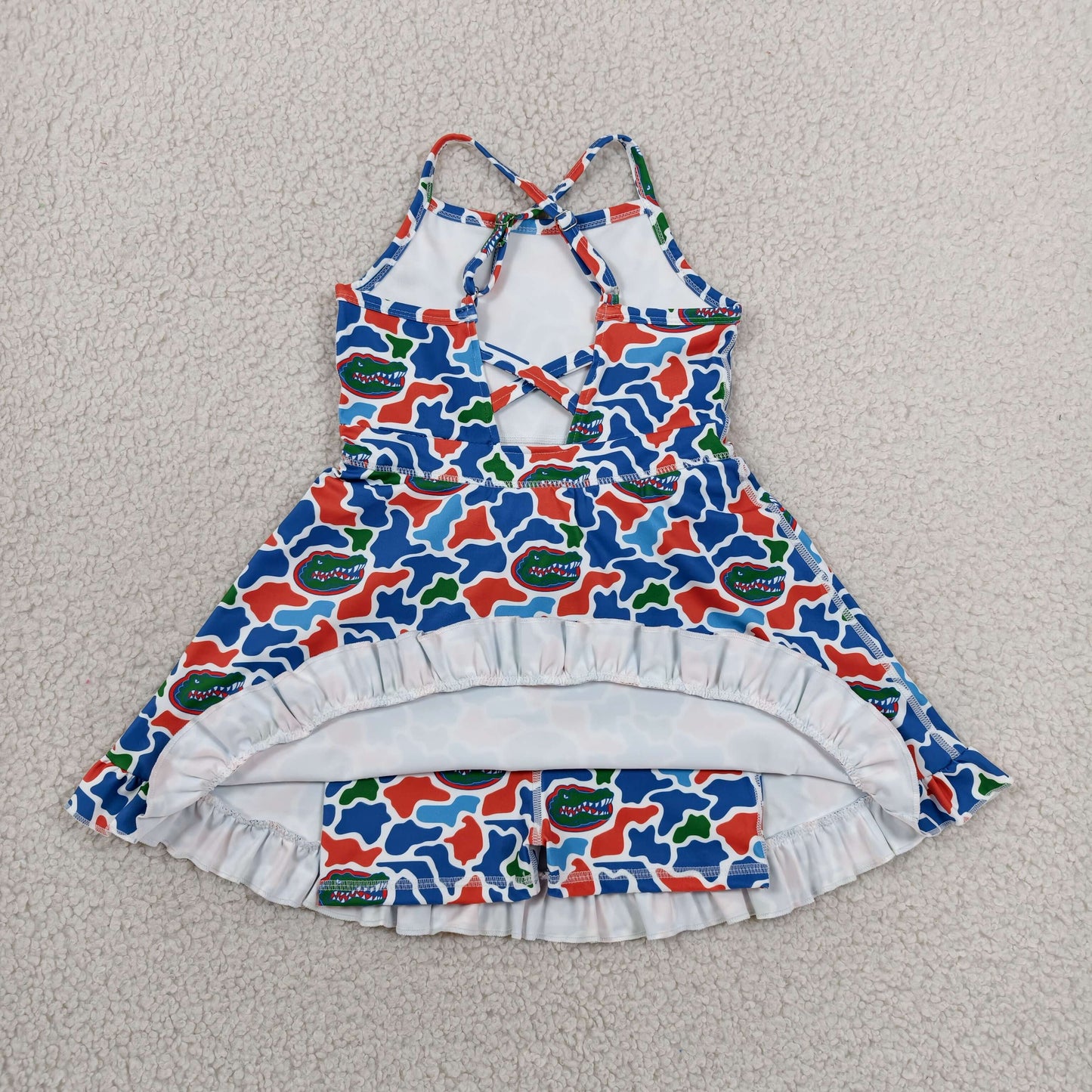 Sibling Baby Girls Strap Leopard Team Yoga Active Short Team Knee Length Dresses