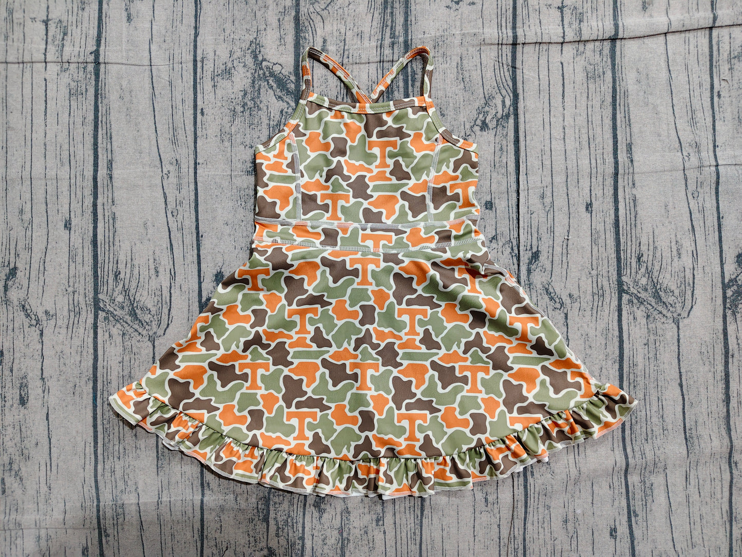 Baby Girls Strap Camo T Team Yoga Active Shorts Ruffle Knee Length Dress