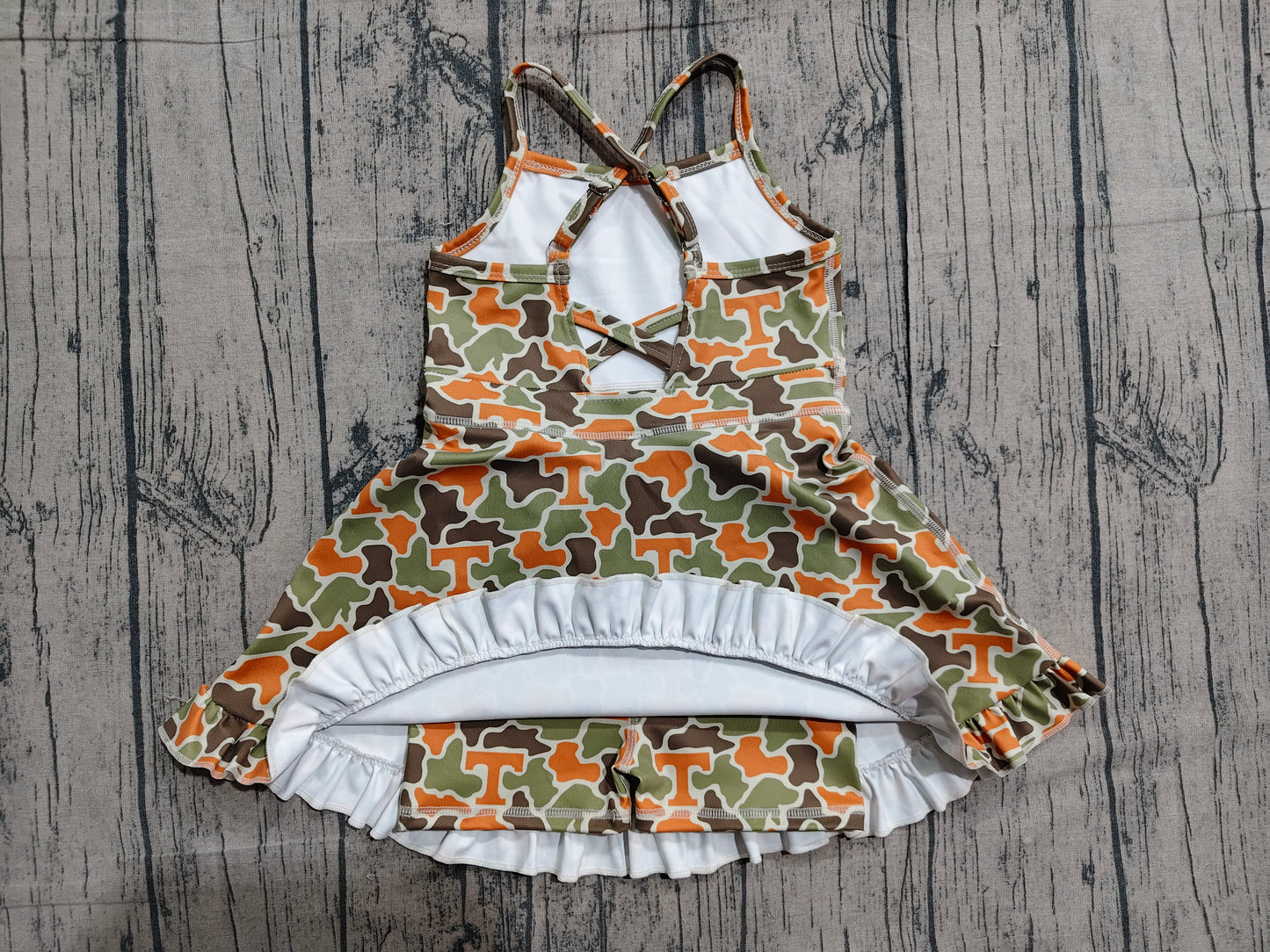 Baby Girls Strap Camo T Team Yoga Active Shorts Ruffle Knee Length Dress