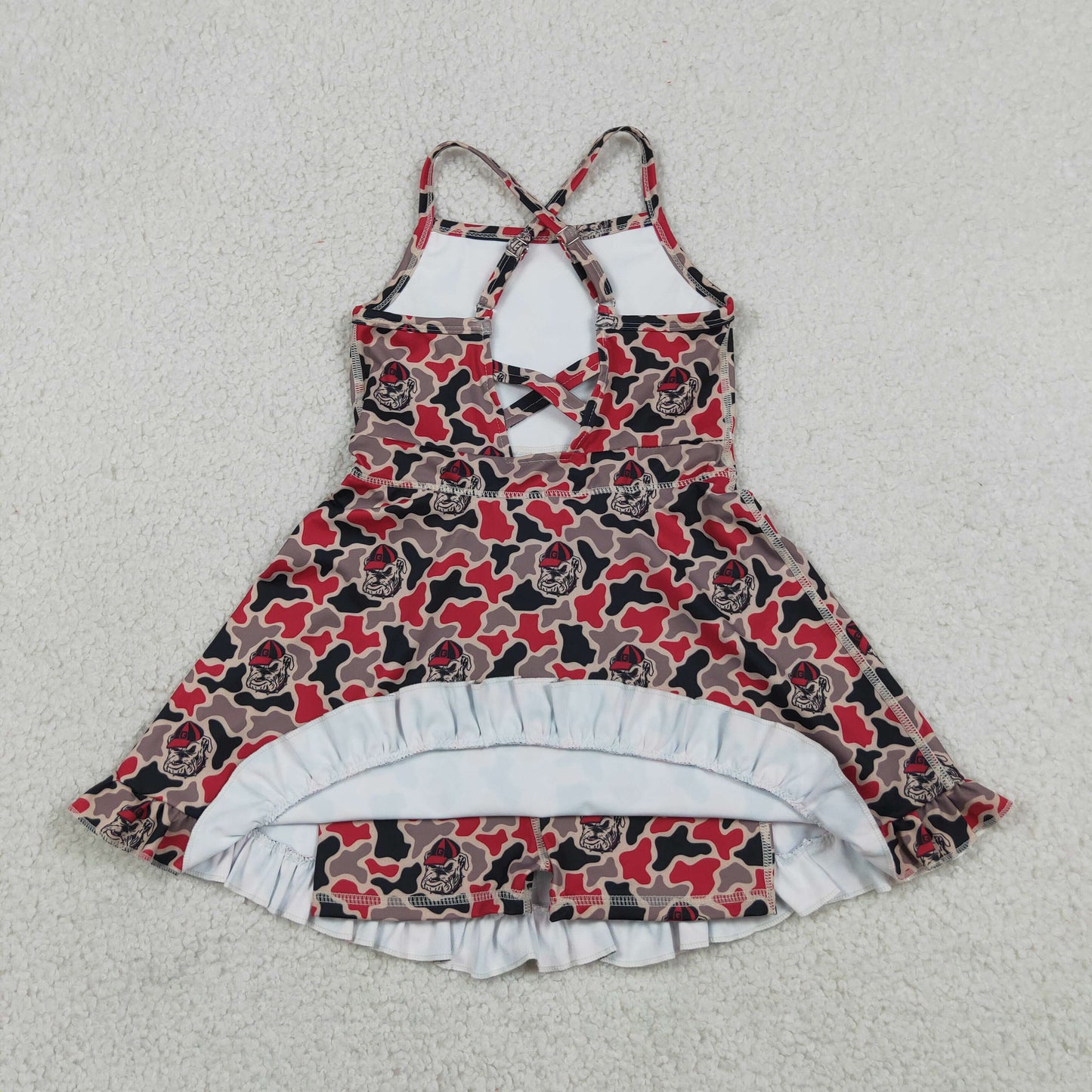 Sibling Baby Girls Strap Leopard Team Yoga Active Short Team Knee Length Dresses