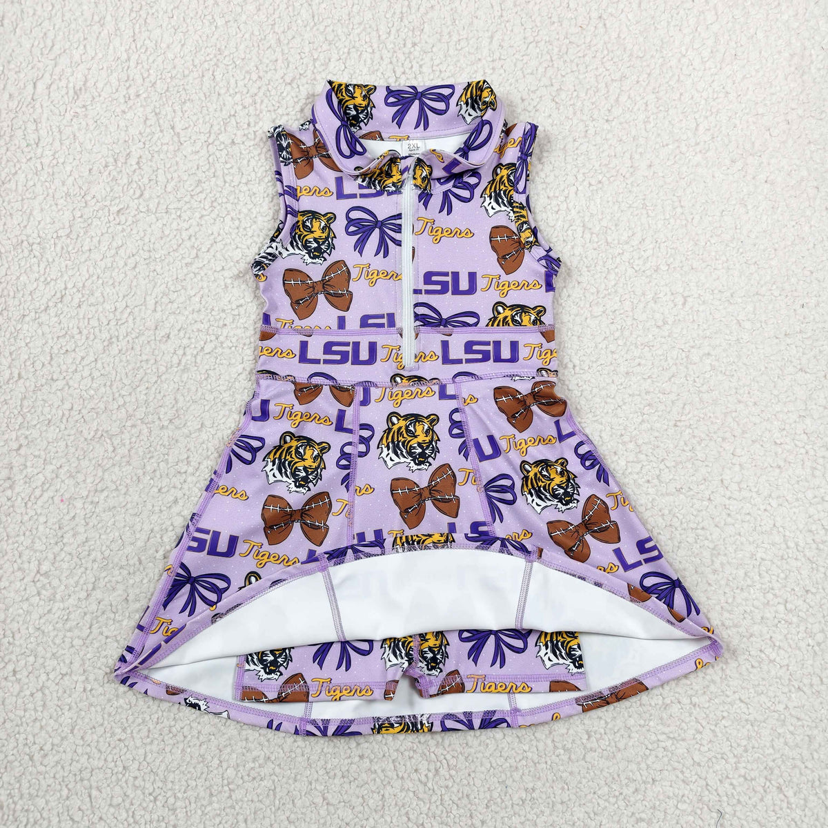 Sibling Baby Girls Colorful Bows Back Zip Yoga Active Short Knee Length Dresses