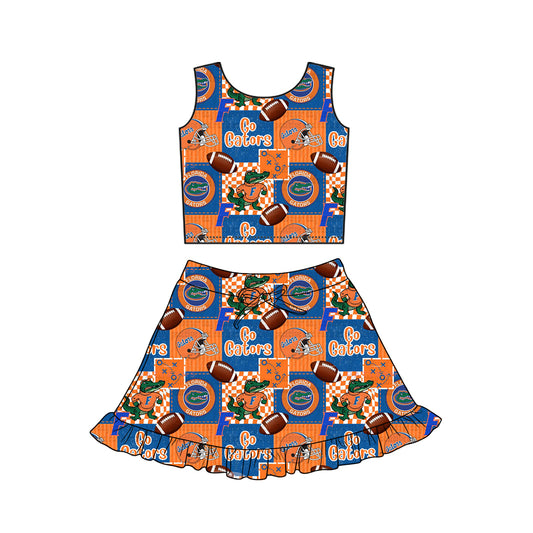 Baby Girls Footballs Go Gators Vest Ruffle Skirt Short Team Yoga Active Clothes Sets Preorder