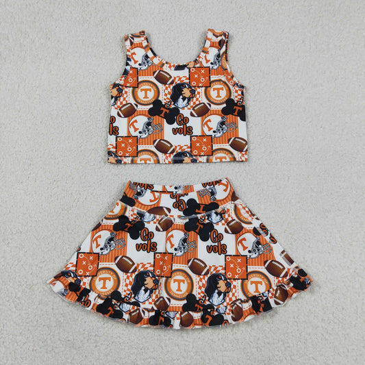 Sibling Baby Boys Girls Footballs Vols Team Knee Length Dress Button Shirts Top