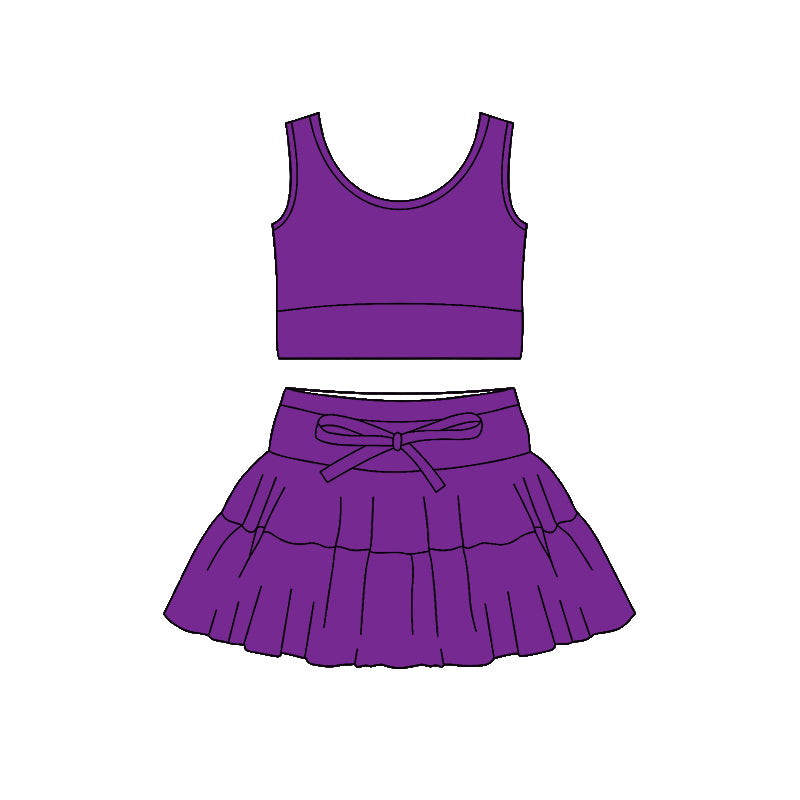 Baby Girls Purple Vest Top Skirt Short Yoga Active Clothes Sets Preorder