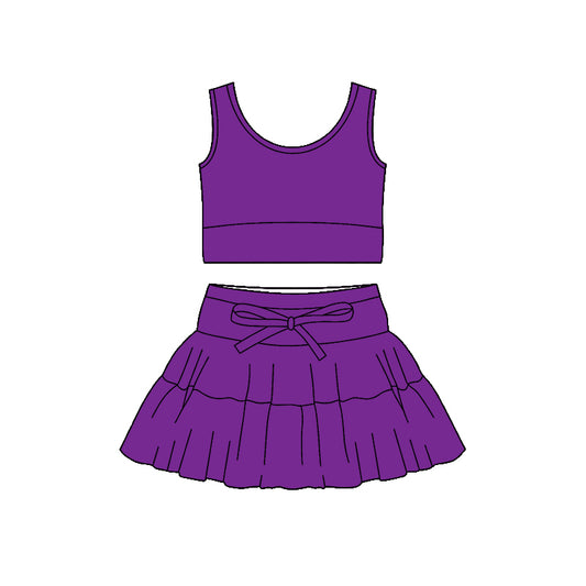 Baby Girls Purple Vest Top Skirt Short Yoga Active Clothes Sets Preorder