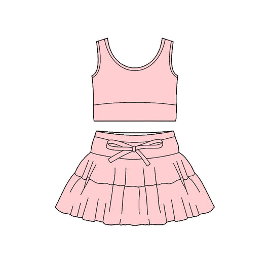 Baby Girls Pink Vest Top Skirt Short Yoga Active Clothes Sets Preorder
