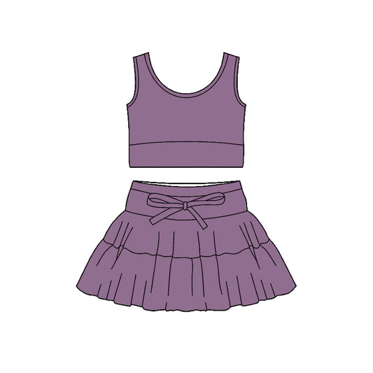 Baby Girls Lavender Vest Top Skirt Short Yoga Active Clothes Sets Preorder