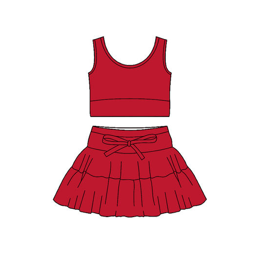 Baby Girls Red Vest Top Skirt Short Yoga Active Clothes Sets Preorder