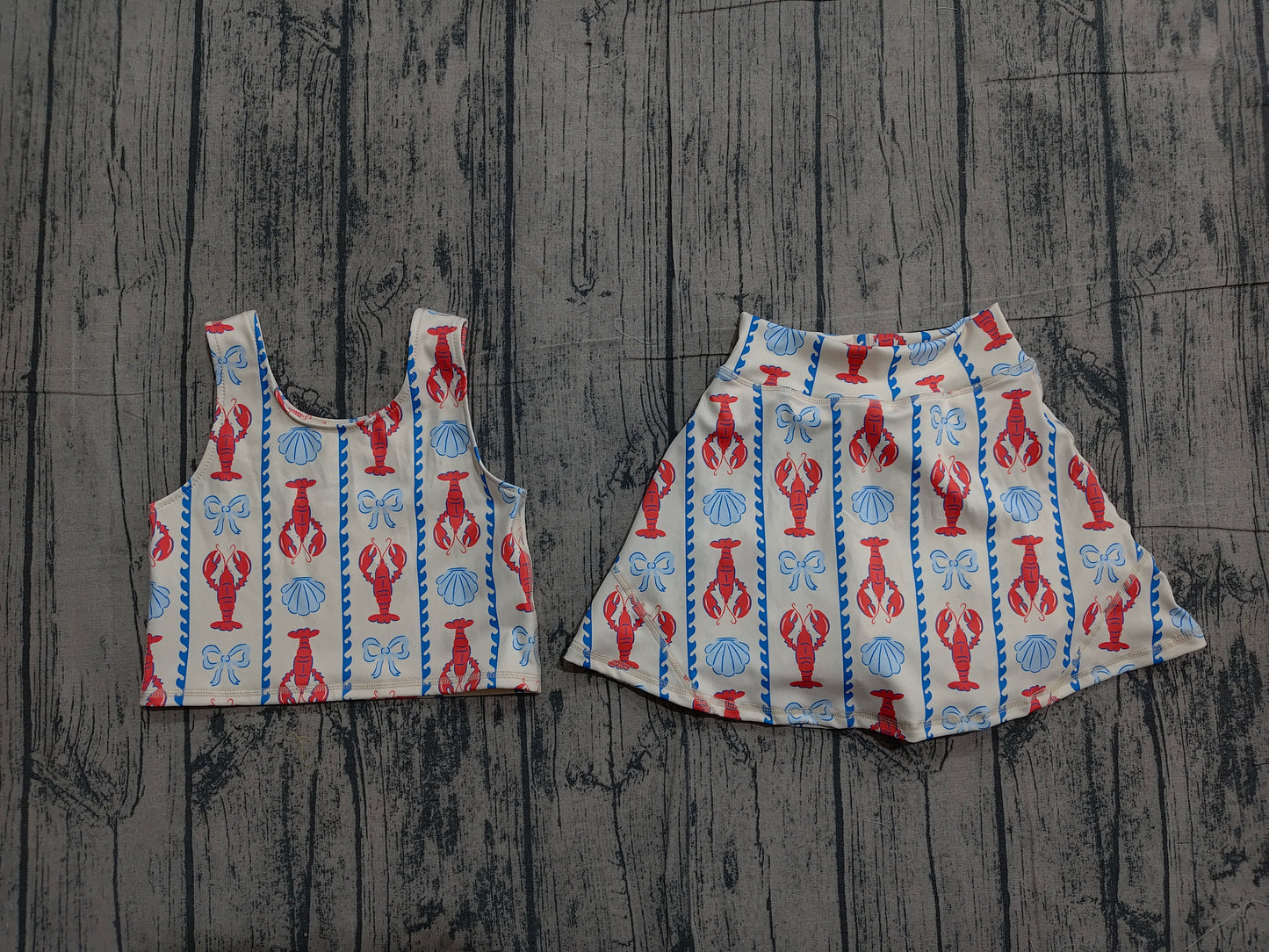 Baby Girls Bows Crayfishes Stripe Vest Top Skirt Short Yoga Active Clothes Sets