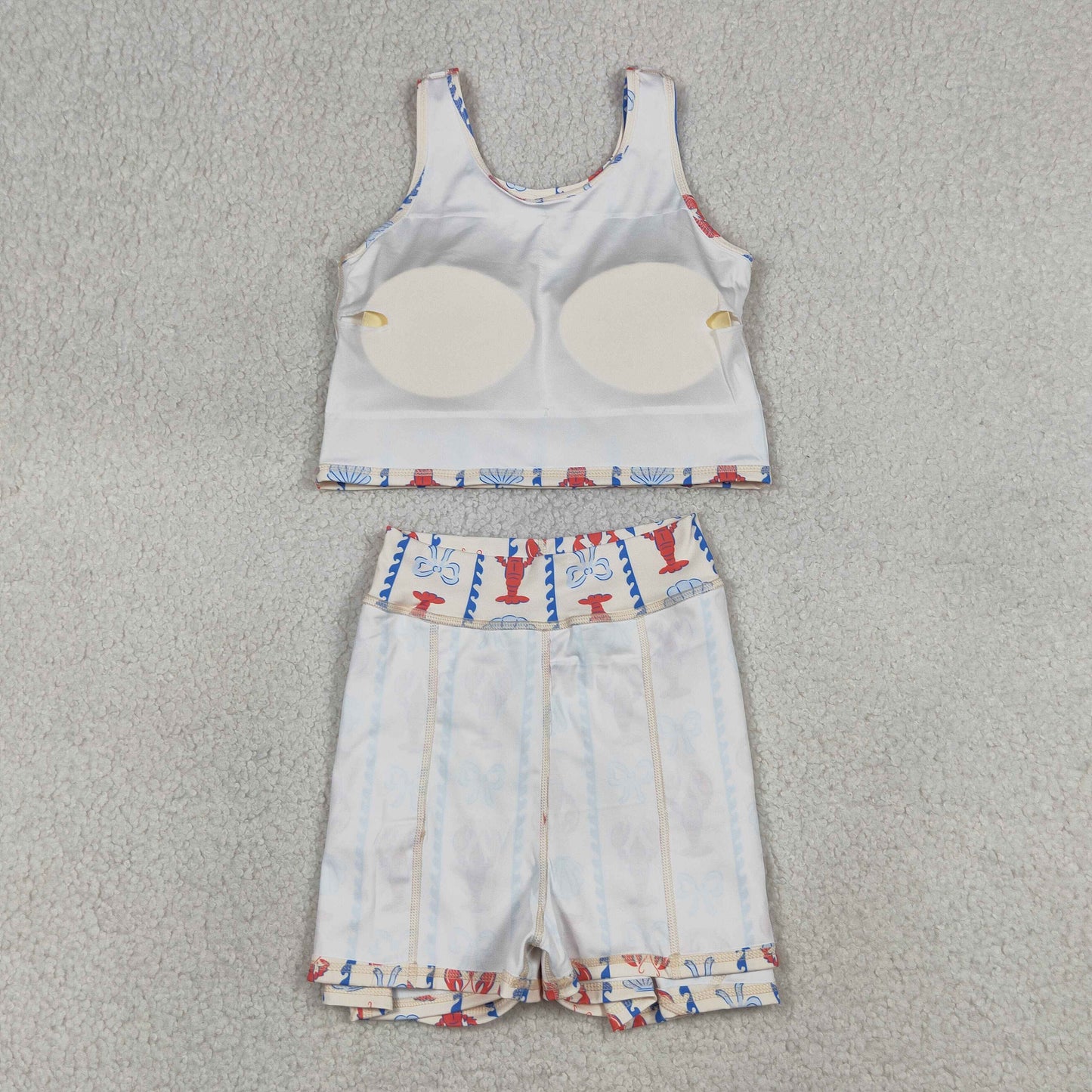 Baby Girls Bows Crayfishes Stripe Vest Top Skirt Short Yoga Active Clothes Sets