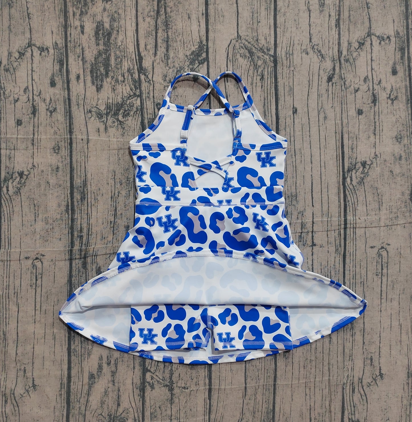 Baby Girls Strap Blue Leopard UK Team Yoga Active Shorts Knee Length Dresses