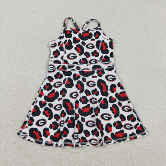 Baby Girls Strap Black Red Leopard G Team Yoga Active Shorts Knee Length Dress