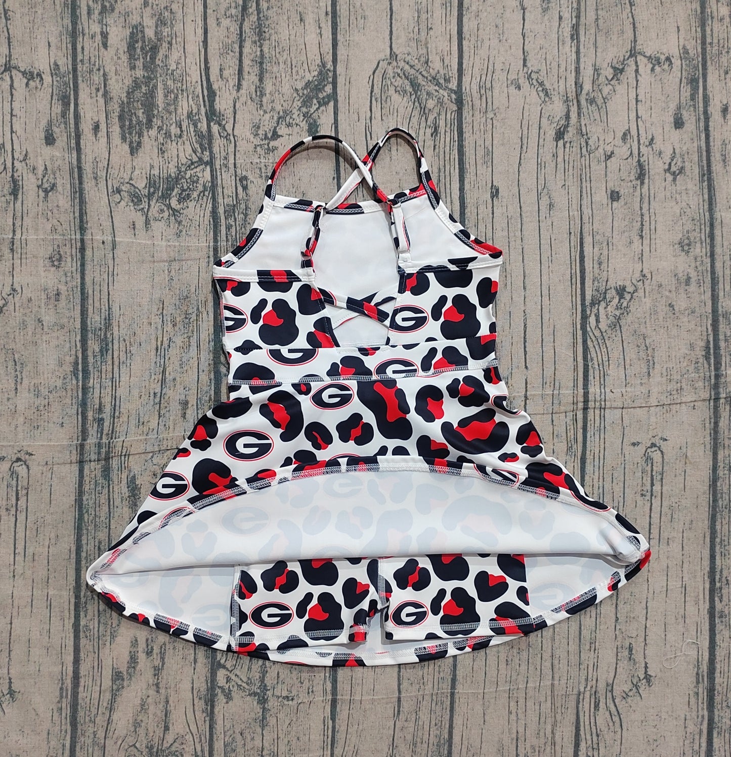 Baby Girls Strap Black Red Leopard G Team Yoga Active Shorts Knee Length Dress