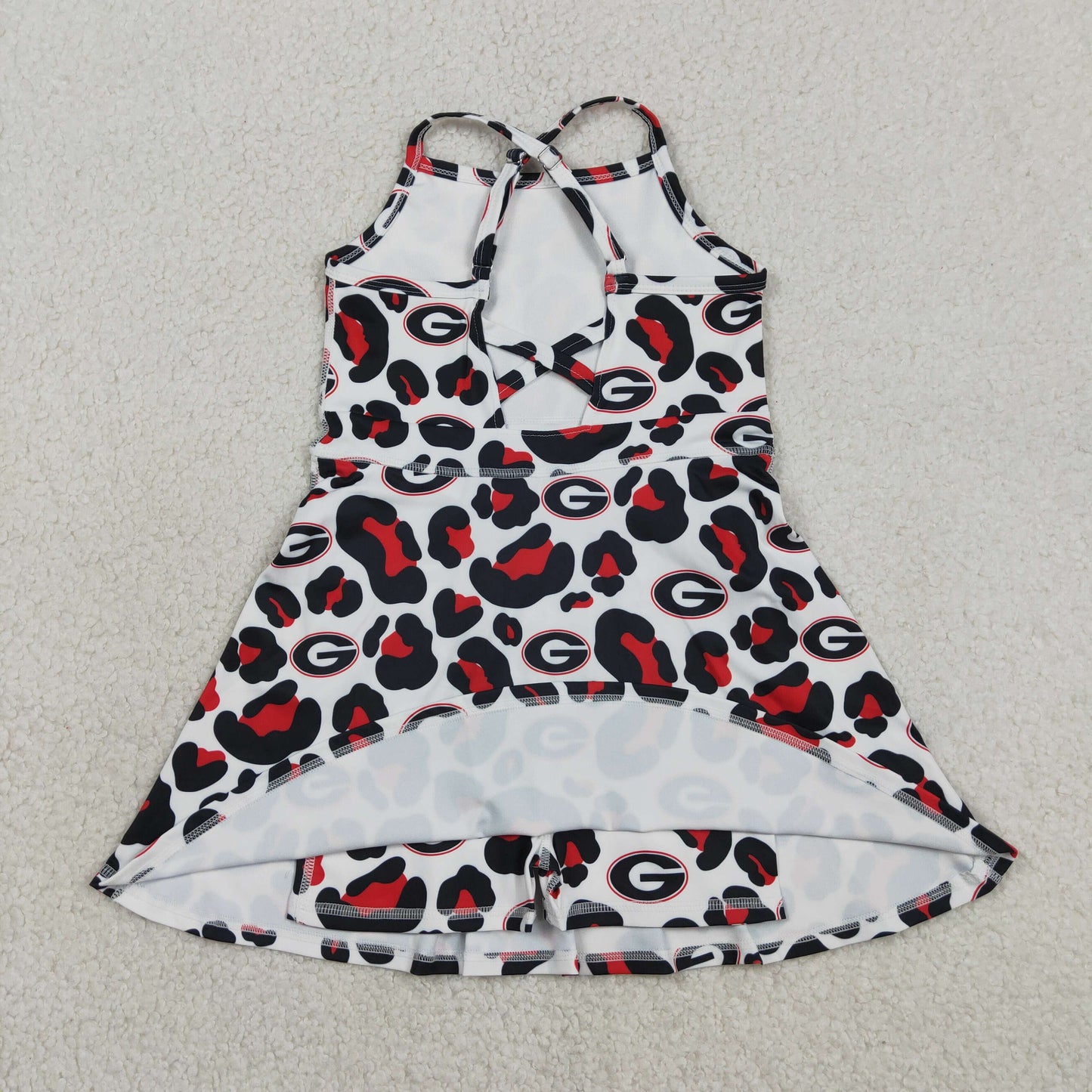 Sibling Baby Girls Strap Leopard Team Yoga Active Short Team Knee Length Dresses