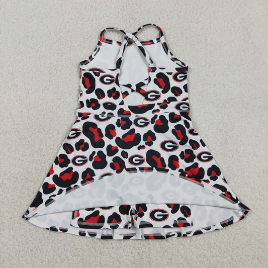Baby Girls Strap Black Red Leopard G Team Yoga Active Shorts Knee Length Dress