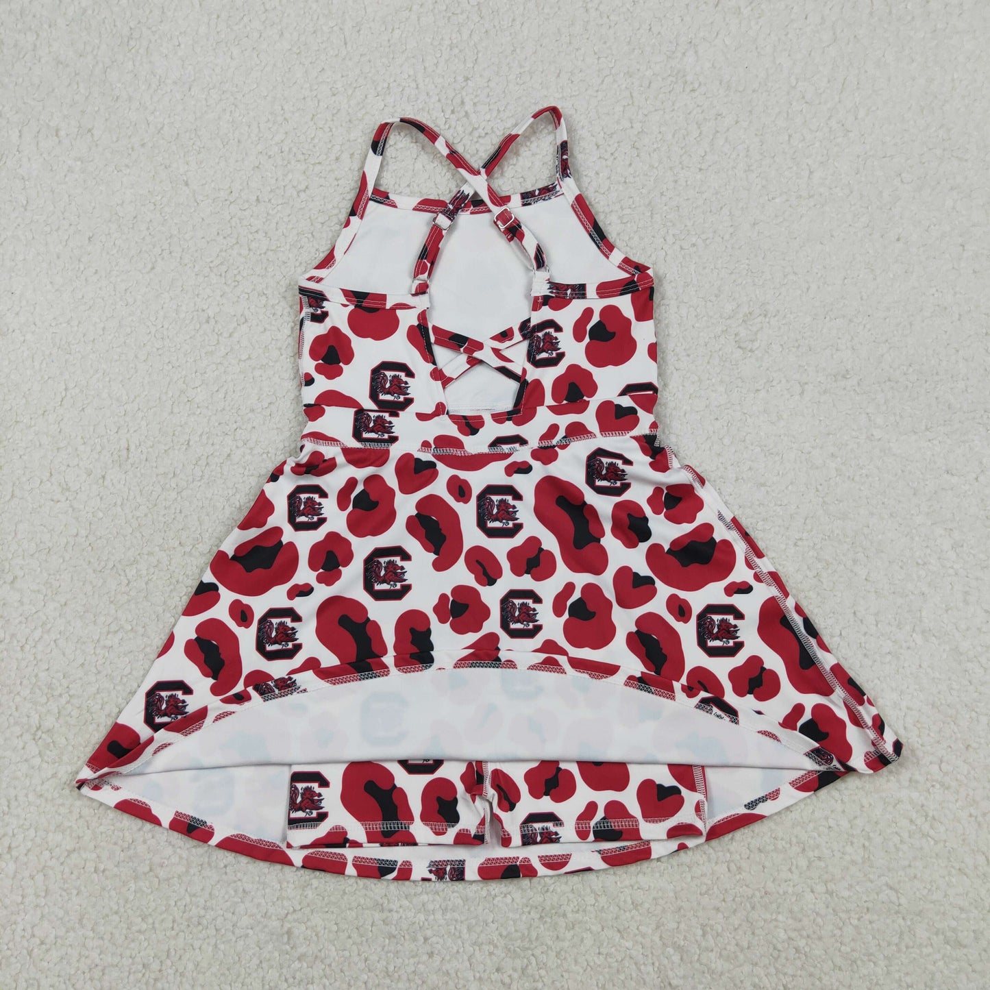 Sibling Baby Girls Strap Leopard Team Yoga Active Short Team Knee Length Dresses