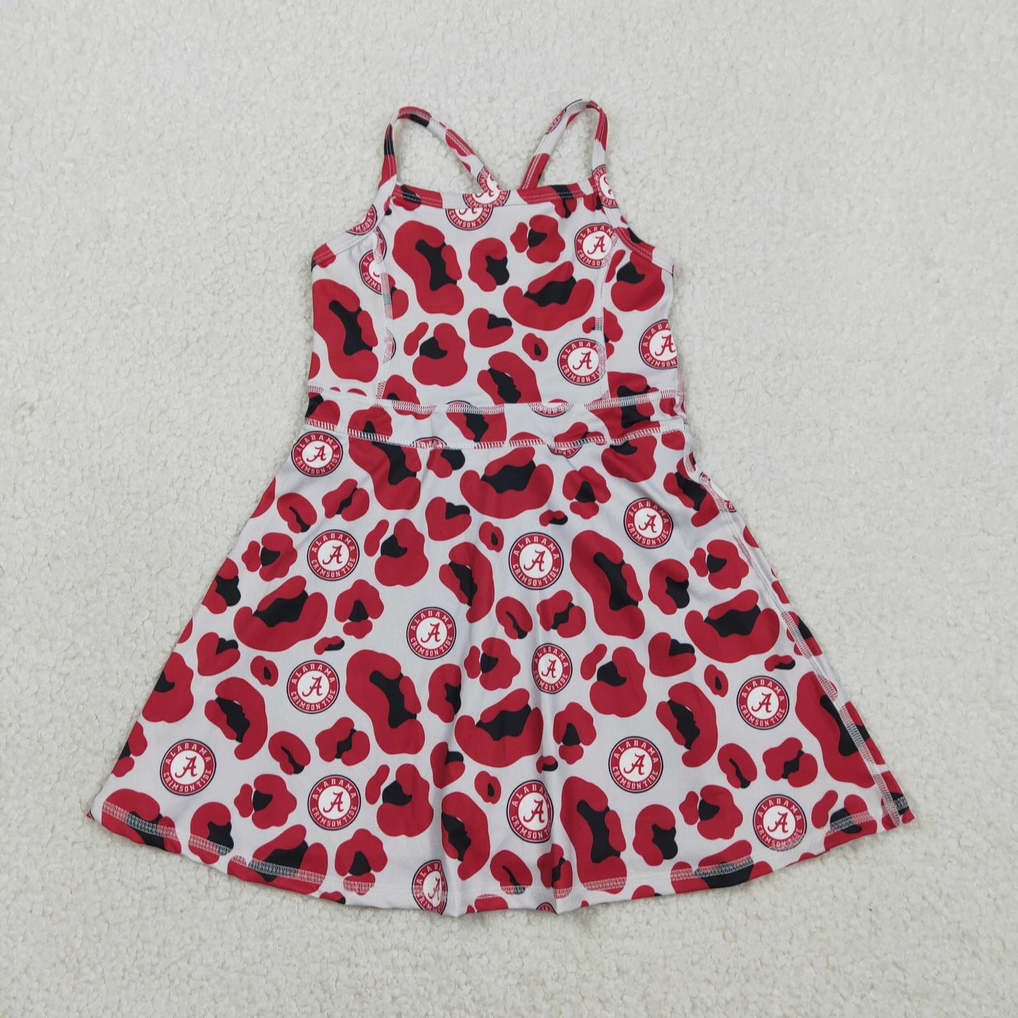 Sibling Baby Girls Strap Leopard Team Yoga Active Short Team Knee Length Dresses